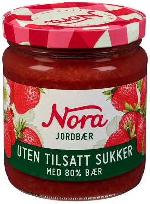 JORDBÆR U TILSATT SUKKER 275G NORA JORDBÆR U TILSATT SUKKER 275G NORA
