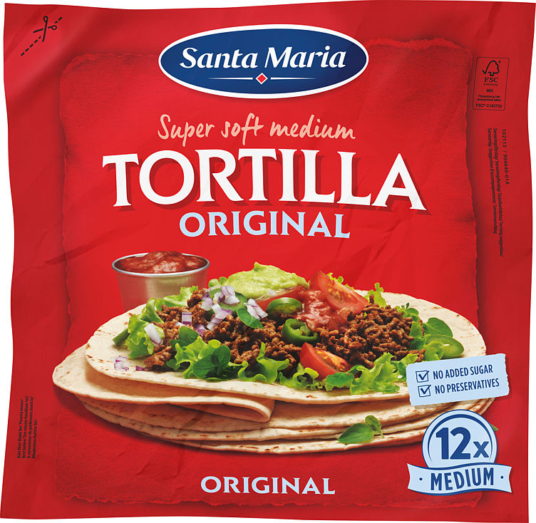 TORTILLA ORIGINAL MEDIUM (12-PACK) 480G SANTA MARIA