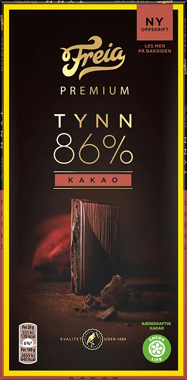 PREMIUM MØRK TYNN 86% 100G FREIA PREMIUM MØRK TYNN 86% 100G FREIA