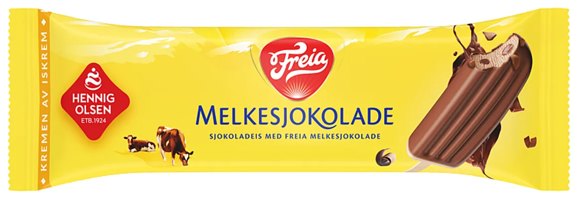 Freia Melkesjokolade Sjokoladeis Med Sjokoladesaus Dyppet I