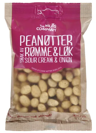 COATEDE PEANØTTER - RØMME OG LØK 150G COATEDE PEANØTTER - RØMME OG LØK 150G