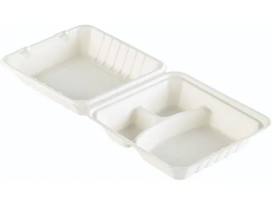 Bagasse Fiberboks 3r Hvit M/Hengslet Lokk 236x231x81