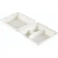 BAGASSE FIBER BOX 3R WHITE W/HINGED LID 236X231X81 50PCE