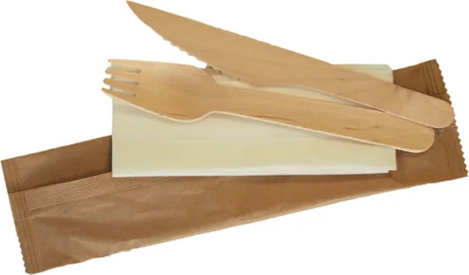 BESTIKKPOSE TREBESTIKK GAFFEL KNIV SERVIETT MILJØVENNLIG FRI BESTIKKPOSE TREBESTIKK GAFFEL KNIV SERVIETT MILJØVENNLIG FRI