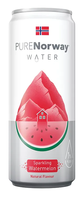 PURE NORWAY WATER SPARKLING WATERMELON 33CL PURE NORWAY WATER SPARKLING WATERMELON 33CL