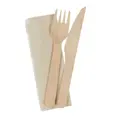 CUTLERY BAG WOODEN KNIFE FORK NAPKIN PCE