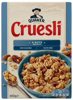 QUAKER CRUESLI 4 NUTS 450G QUAKER CRUESLI 4 NUTS 450G