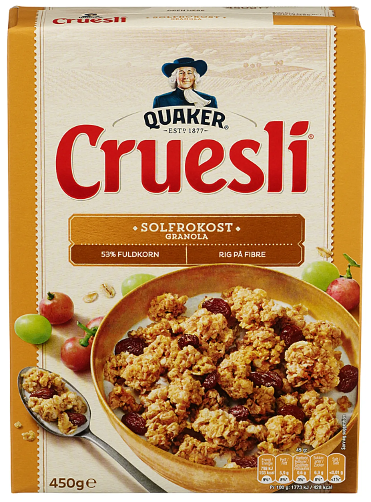 QUAKER CRUESLI SOLFROKOST 450G