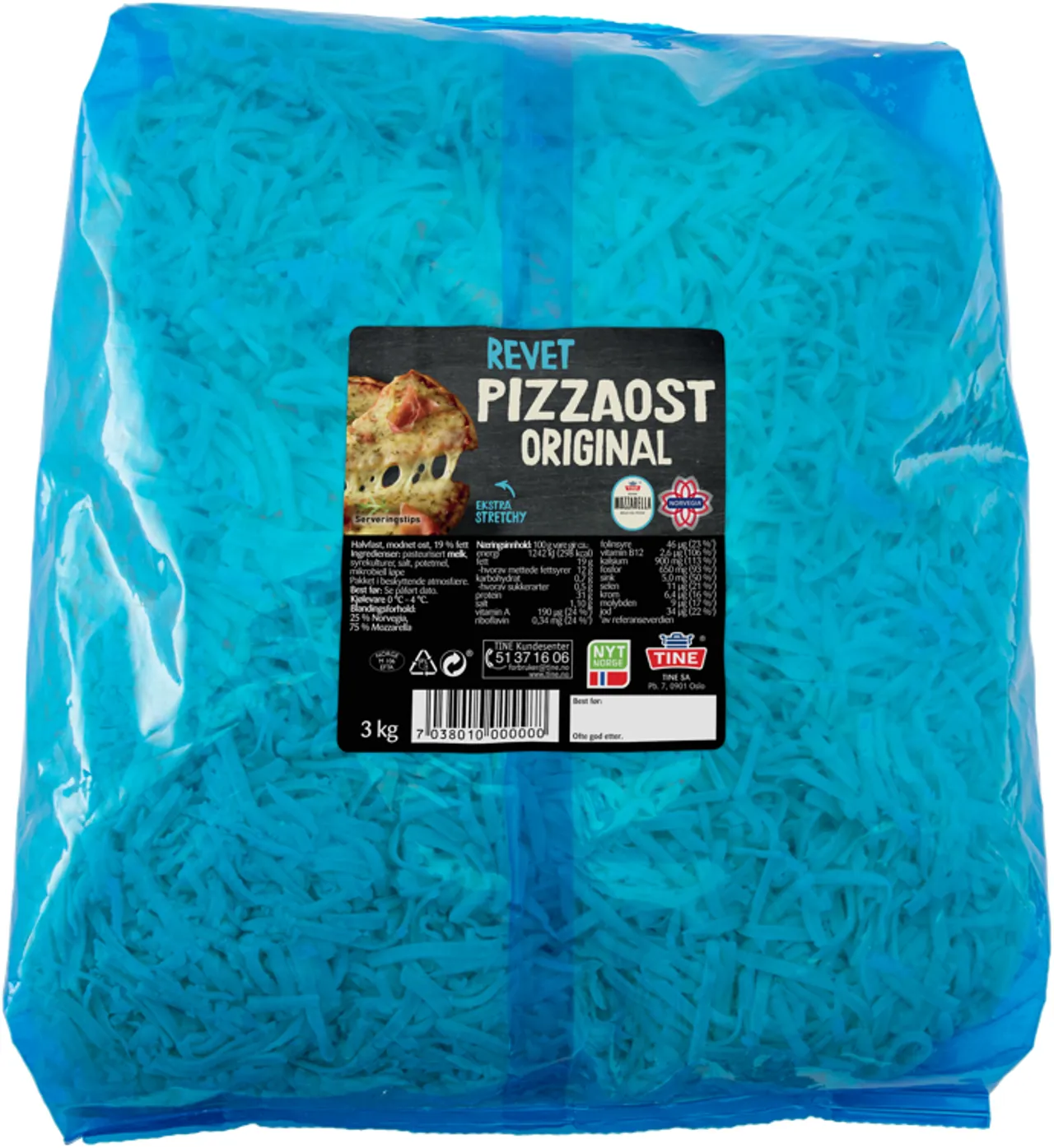PIZZAOST ORIGINAL 3KG TINE