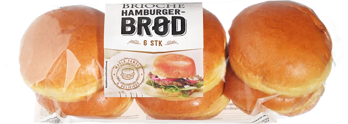 Brioche Hamburgerbrød 6pk 300 G