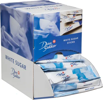 Sukker Sticks Hvitt Display 4 G