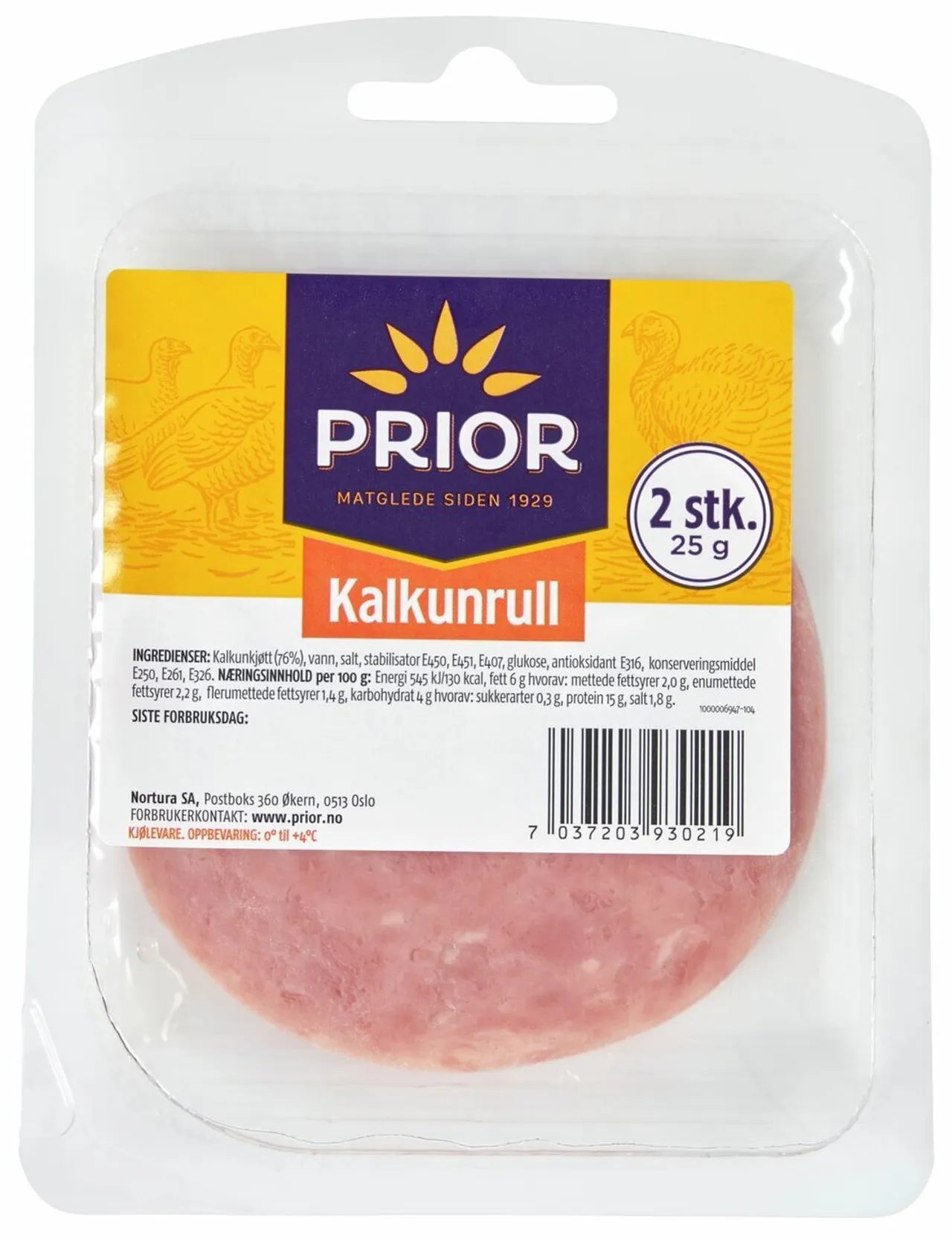 KALKUNRULL SKIVET 25G KUVERT PRIOR