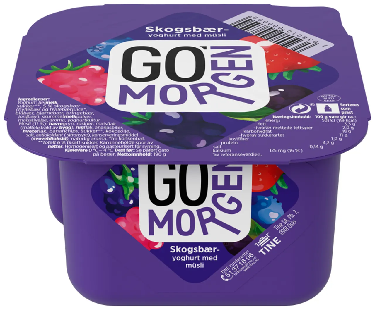 GO MORGEN SKOGSBÆR/MÜSLI 190G TINE