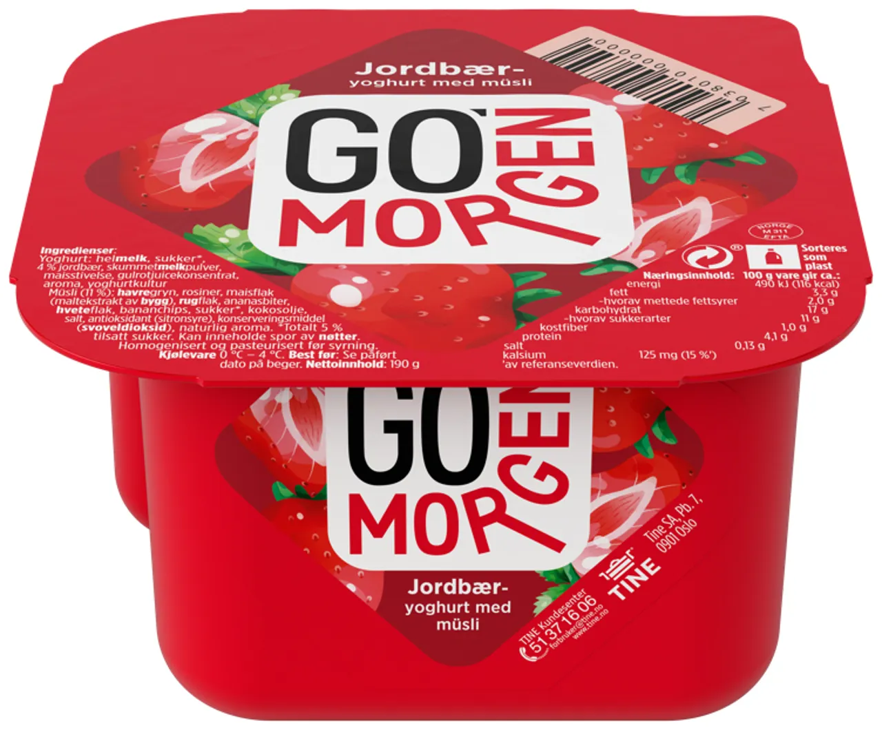 GO MORGEN JORDBÆR 190G TINE