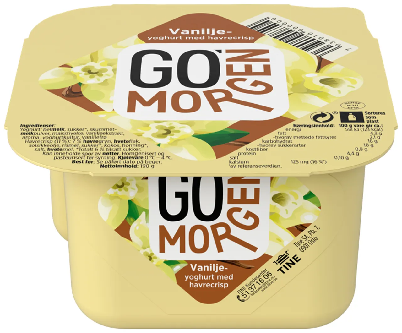 GO MORGEN VANILJE 190G TINE