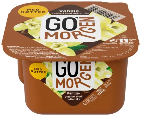 GO MORGEN VANILJE/NØTTER 190G TINE GO MORGEN VANILJE/NØTTER 190G TINE