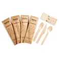 CUTLERY SET WAXED WOOD KNIFE, FORK, SPOON, NAPKIN, SALT&PEPP