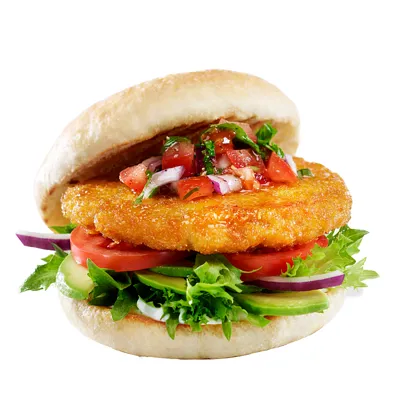 HELSPRØ KYLLINGFILETBURGER PANERT FROSSEN 45 STK Â 100G HELSPRØ KYLLINGFILETBURGER PANERT FROSSEN 45 STK Â 100G