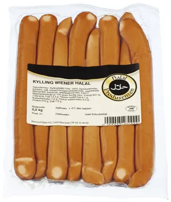 Halalpr Kylling Wiener Halal 500g