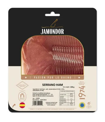 SERRANO SKINKE JAMONDUL SKIVER 220G SERRANO SKINKE JAMONDUL SKIVER 220G