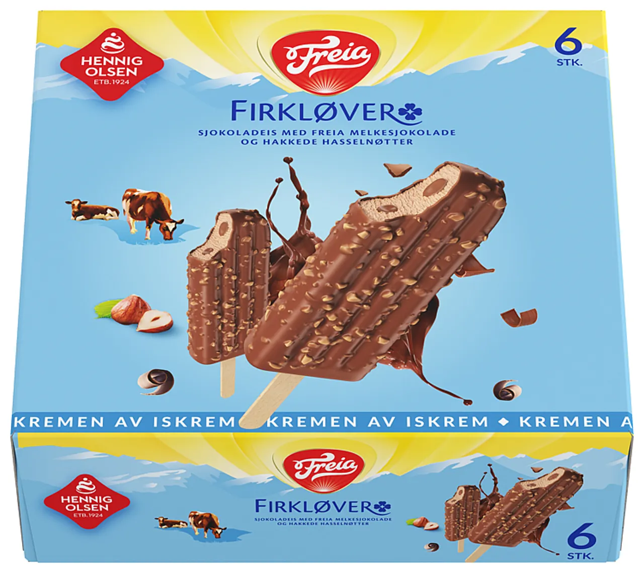 FREIA FIRKLØVER 6PK SJOKOLADE- OG HASSELNØTTIS