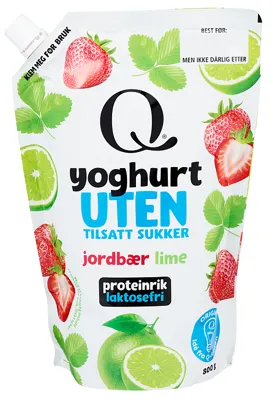 Q Yoghurt Uten Jordbær&Lime Pose 800g
