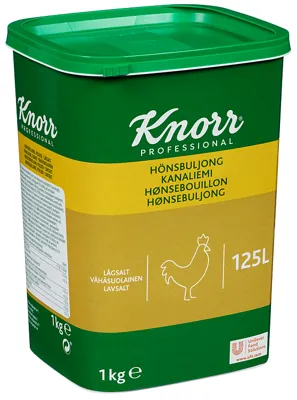 KNORR HØNSEBULJONG LAVSALT 1KG 125L KNORR HØNSEBULJONG LAVSALT 1KG 125L