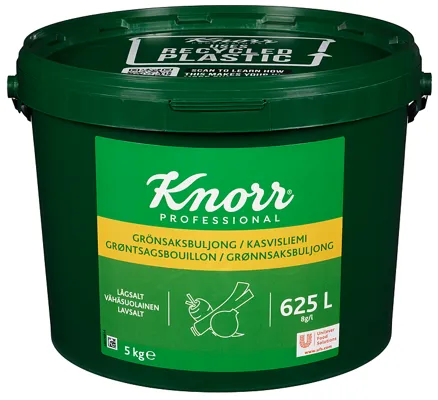 KNORR GRØNNSAKSBULJONG LAVSALT 5KG 625L KNORR GRØNNSAKSBULJONG LAVSALT 5KG 625L