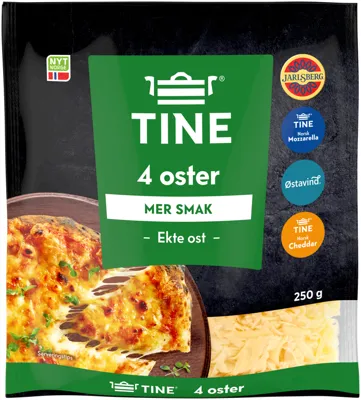 4 Oster Ekte Revet Ost 250g Tine