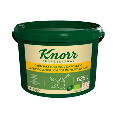 KNORR ØKOLOGISK GRØNNSAKSBULJONG LAVSALT 5KG (625L) KNORR ØKOLOGISK GRØNNSAKSBULJONG LAVSALT 5KG (625L)