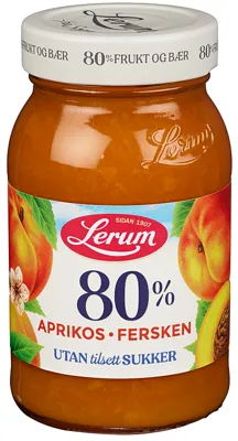 Aprikos-Ferskensyltetøy Utan Tilsett Sukker 335g Lerum