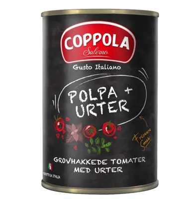 TOMATER GROVHAKKEDE MED URTER BRETT 400G COPPOLA TOMATER GROVHAKKEDE MED URTER BRETT 400G COPPOLA