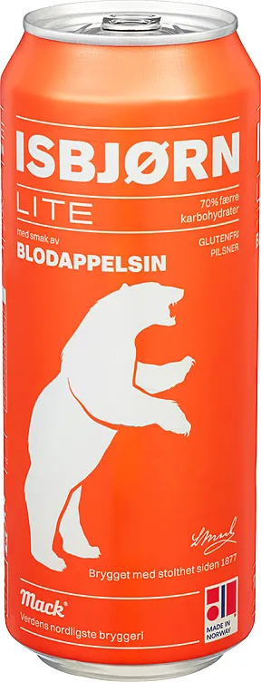 ISBJØRN LITE BLODAPPELSIN GLUTENFRI 4,5% 0,50L BX ISBJØRN LITE BLODAPPELSIN GLUTENFRI 4,5% 0,50L BX