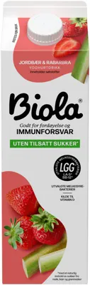 Biola Jordbær/Rabarbra Uten 1000g Tine