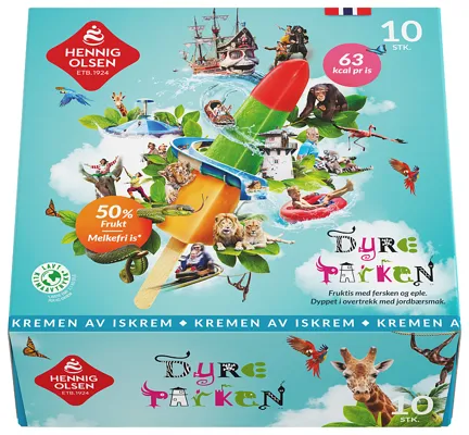 DYREPARKEN 50% FRUKT 10STK FRUKTIS MED RØDT OVERTREKK DYREPARKEN 50% FRUKT 10STK FRUKTIS MED RØDT OVERTREKK