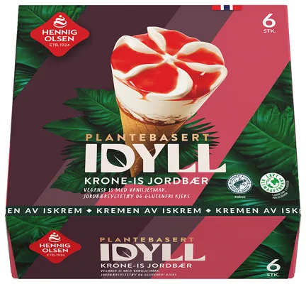 Idyll Krone-Is Jordbær Plantebasert 6stk