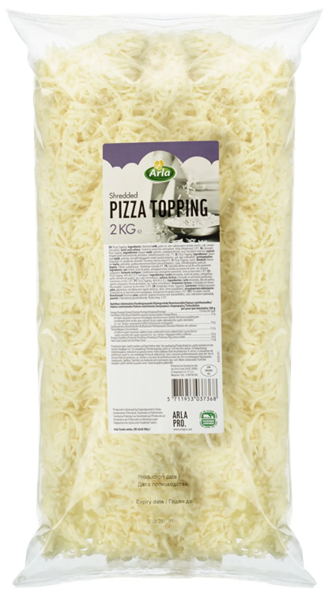 PIZZATOPPING ARLA PRO SHREDDED 2KG