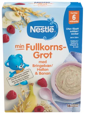 Min Fullkornsgrøt Bringebær Banan 6m 450g