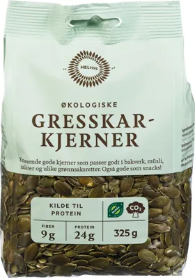 HELIOS GRESSKARKJERNER 325G ØKOLOGISK HELIOS GRESSKARKJERNER 325G ØKOLOGISK