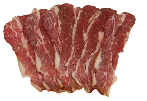 HALAL BACON AV RØKT STORFE, SKIVET, FROSSENT HALAL BACON AV RØKT STORFE, SKIVET, FROSSENT