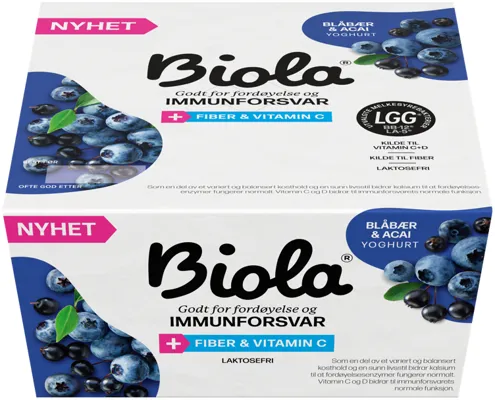 Biola Yoghurt Blåbær/Acai 4x125g Tine