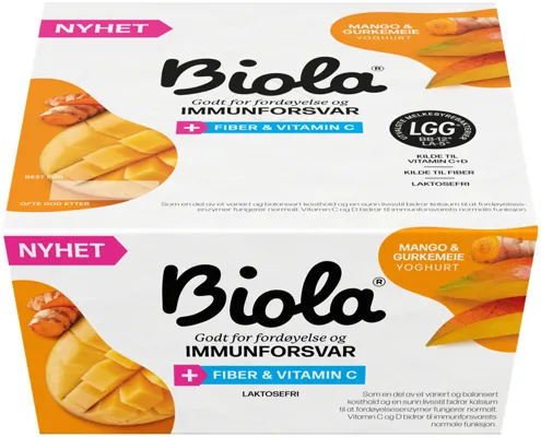 BIOLA YOGHURT MANGO/GURKEMEIE 4X125G TINE BIOLA YOGHURT MANGO/GURKEMEIE 4X125G TINE