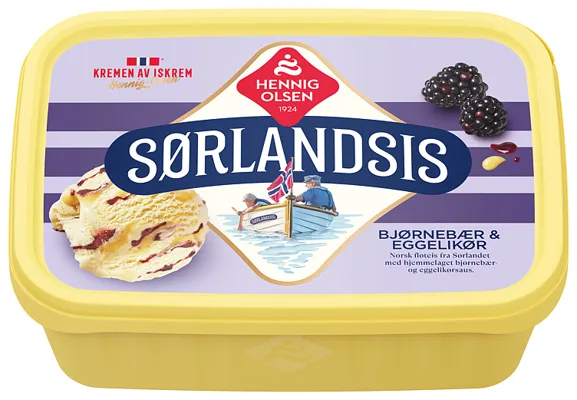 Sørlandsis Bjørnebær Eggelikør 1l Fløteis