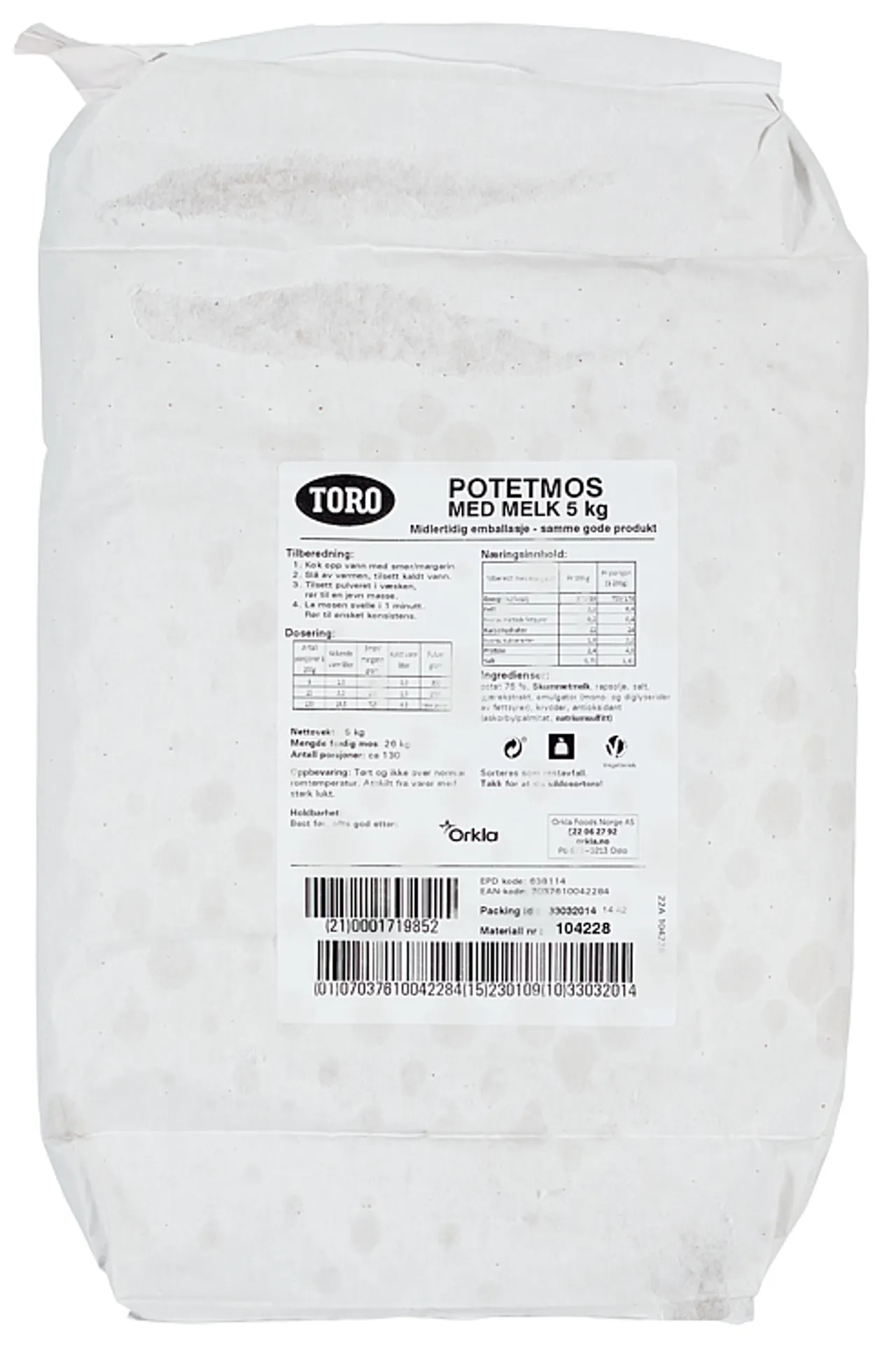 KOMPLETT POTETMOS M/MELK TORO