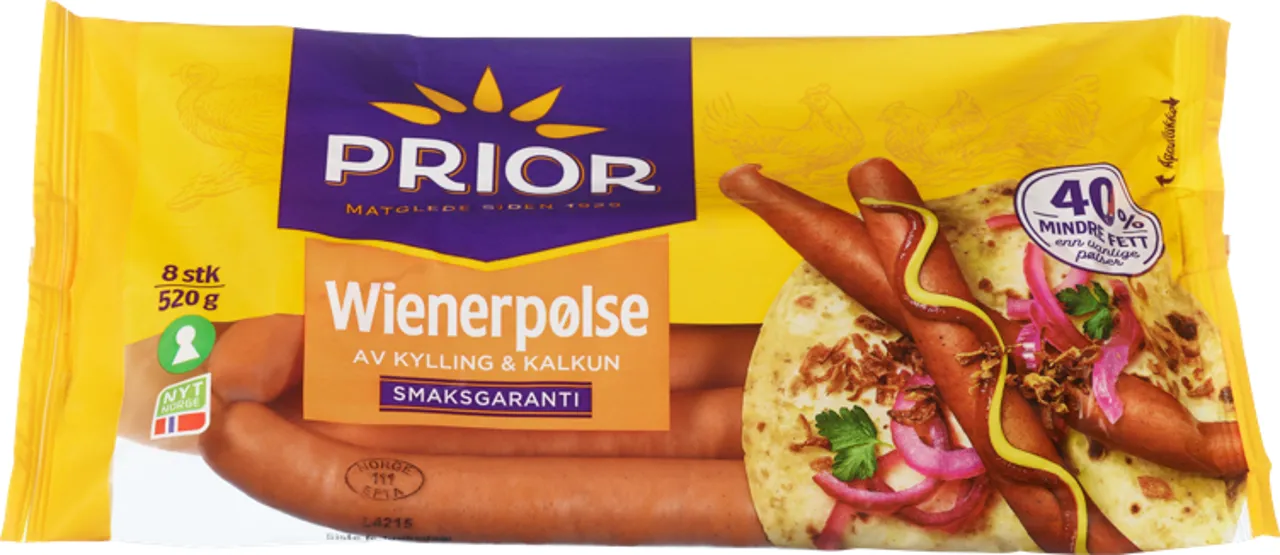 WIENERPØLSE KYLLING/KALKUN 520G