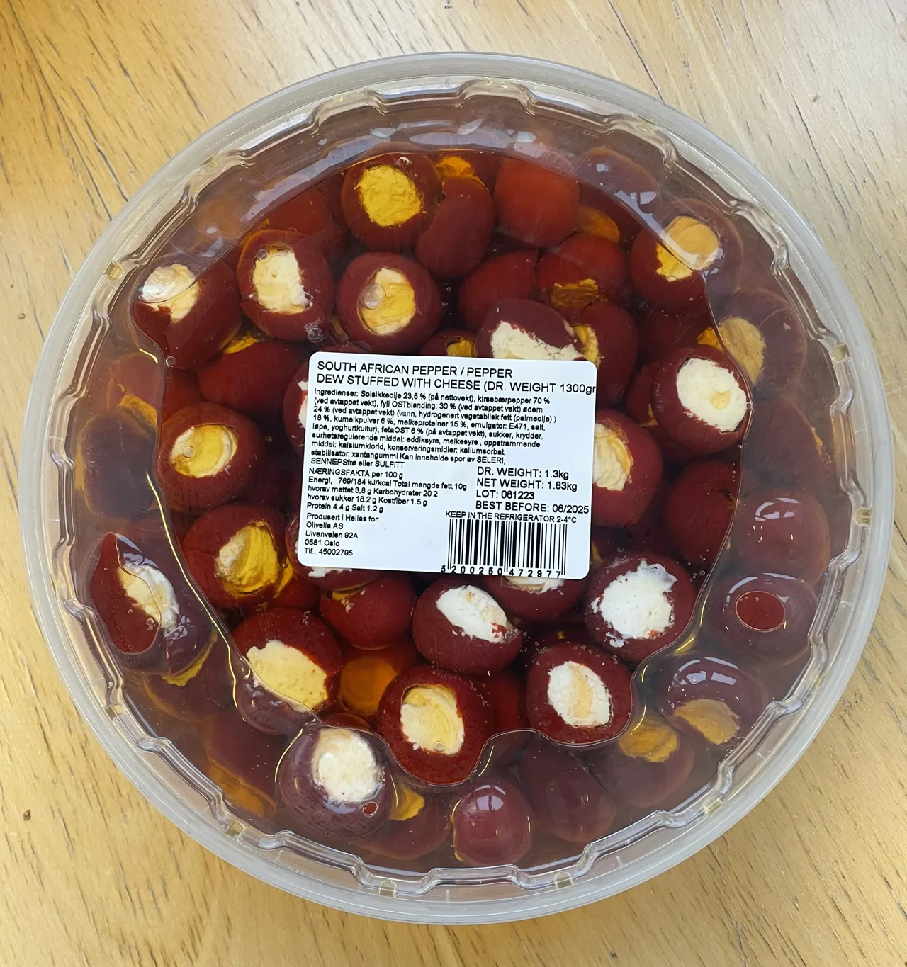 PAPRIKA RØD OSTEFYLT 1,3 KG