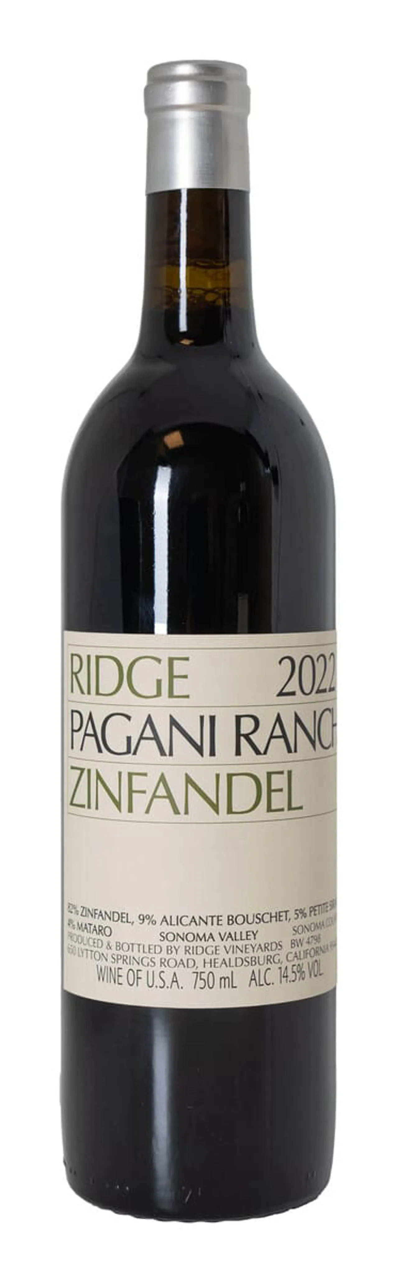 RIDGE PAGANI RANCH ZINFANDEL 2022 14,5% 75CL