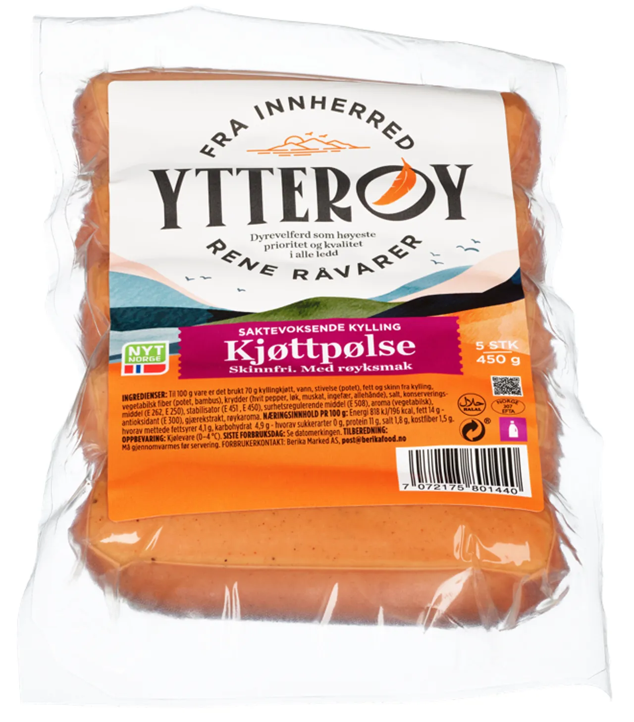 KYLLING KJØTTPØLSE RØKT 450G FRYS