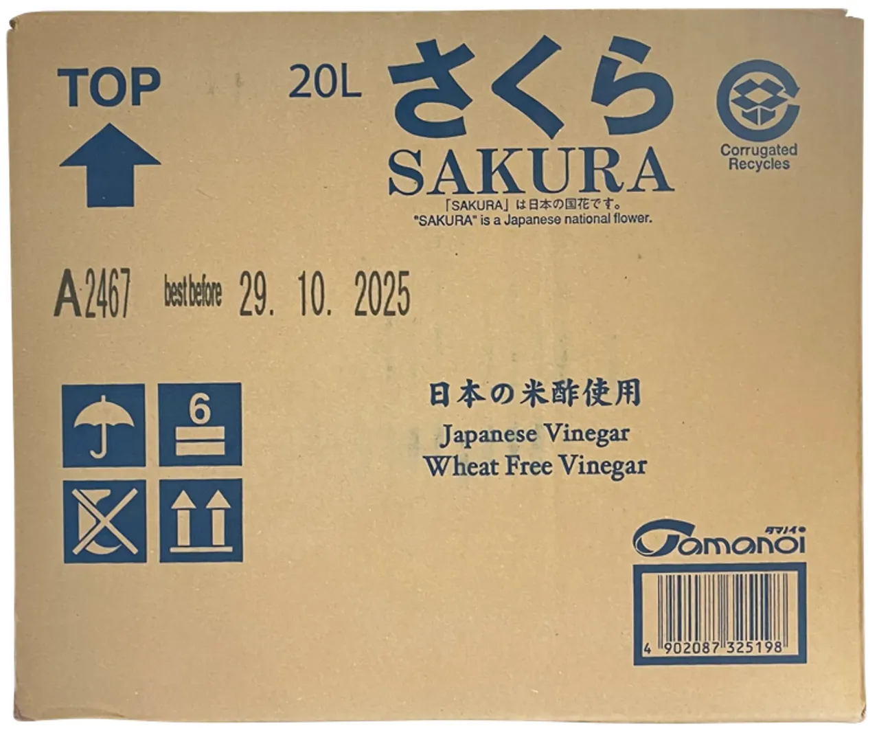 TAMANOI SAKURA SUSHI RICE VINEGAR WHEAT FREE 20L