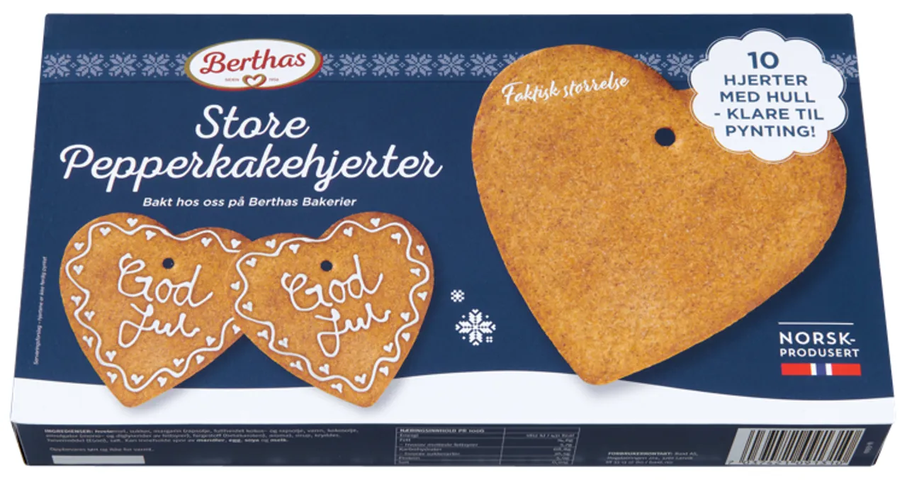 STORE PEPPERKAKEHJERTER 10STK 410G BERTHAS